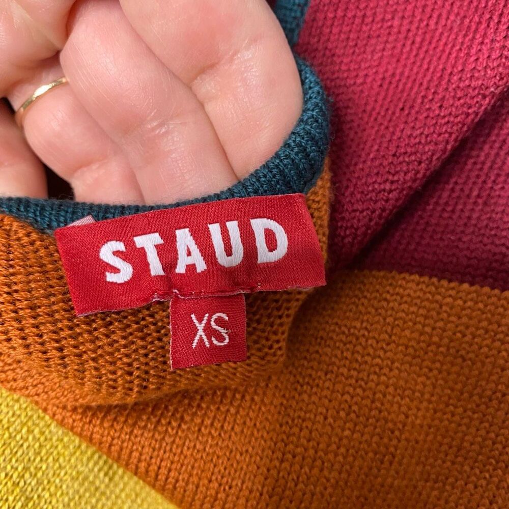 STAUD Fox Striped Merino Wool-Blend Maxi Dress XS - Picture 8 of 9